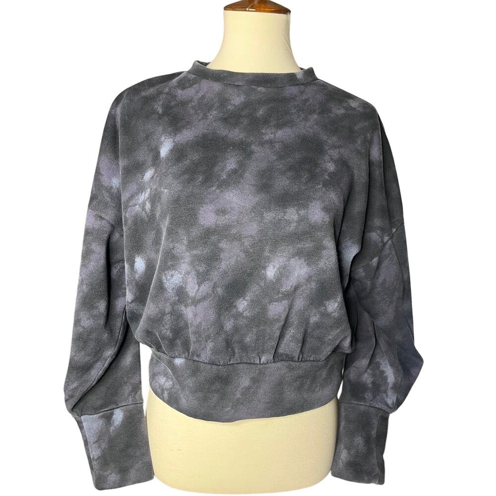 Blue & Black Tie Dye Cropped Sweatshirt - Size Medium